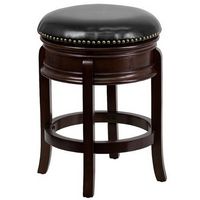 Alamont Home - 24%27%27 High Backless Wood Counter Height Stool with Carved Apron and LeatherSoft Swi...