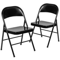 Alamont Home - Hercules Series Double Braced Metal Folding Chair (set of 2) - Black