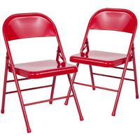 Alamont Home - Hercules Series Double Hinged Metal Folding Chair (set of 2) - Red