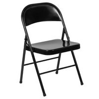 Alamont Home - Hercules Series Double Braced Metal Folding Chair - Black