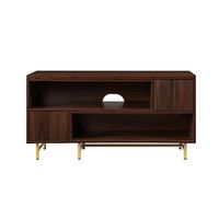 Walker Edison - Contemporary Extendable Fluted-Door TV Stand for Most TVs up to 55” - Dark Walnut...