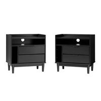 Walker Edison - Boho Solid Wood Nightstand (set of 2) - Black