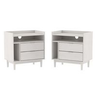 Walker Edison - Boho Solid Wood Nightstand (set of 2) - White