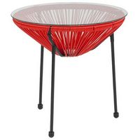 Alamont Home - Valencia Round Contemporary Glass Rattan Table - Red