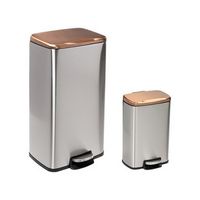 Honey-Can-Do - Set of Stainless Steel Step Trash Cans with Lid - Silver