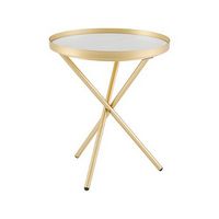 Walker Edison - Contemporary Tray-Top Faux Marble Round Side Table - Gold/Grey Marble