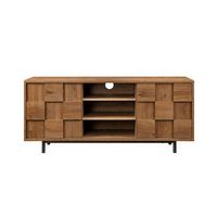 Walker Edison - Modern Checkered TV Cabinet for TVs up to 55” - English Oak