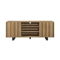 Walker Edison - Modern Paneled-Door TV Cabinet for TVs up to 65” - Coastal Oak