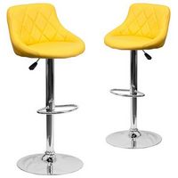 Alamont Home - Caldwell Contemporary Vinyl Barstool (set of 2) - Yellow
