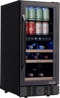 NewAir - 13-Bottle and 48-Can Built-in Dual Zone Beverage Cooler with SplitShelf - Black Stainles...