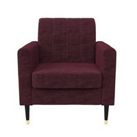 Handy Living - Sheahan Mid-Century Modern Velvet Armchair - Plum