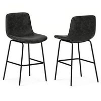 Simpli Home - Jolie Counter Height Stool (Set of 2) - Distressed Charcoal Grey