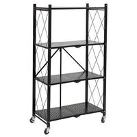Honey-Can-Do - Collapsible 4-Tier Metal Shelf on Wheels - Black