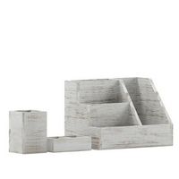 Alamont Home - Comerford 9.75"W x 6"D x 7.25"H Desk Organizer - White Wash