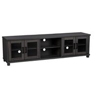 CorLiving - Fremont TV Bench with Glass Cabinets for Most TVs up to 95" - Dark Grey