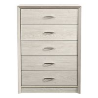 CorLiving - Newport 5 Drawer Tall Dresser - White Washed Oak