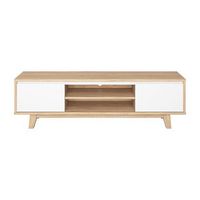 CorLiving - Fort Worth White and Brown Wood Grain Finish TV Stand for Most TV%27s up to 68&quot; - Brown...