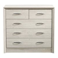 CorLiving - Newport 5 Drawer Dresser - White Washed Oak