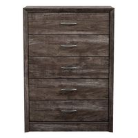 CorLiving - Newport 5 Drawer Tall Dresser - Brown Washed Oak