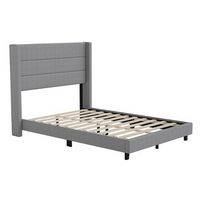 Flash Furniture - Hollis Full Size Upholstered Platform Bed with Wingback Headboard - Gray