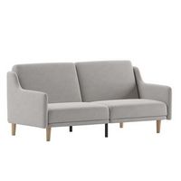 Alamont Home - Split Back Futon Sofa with Curved Arms and Solid Wood Legs - Gray