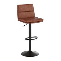 Alamont Home - Hughes Modern Leather/Faux Leather Adjustable Height Barstool (Set of 2) - Cognac/...