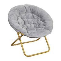 Flash Furniture - Kids Folding Faux Fur Saucer Chair for Playroom or Bedroom - Gray/Soft Gold