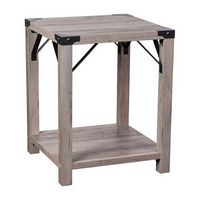 Alamont Home - 2-Tier Side Table with Metal Side Braces and Corner Caps - Gray Wash