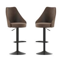 Alamont Home - Chrishelle Modern Leather/Faux Leather Adjustable Height Pedestal Bar Stool (Set o...