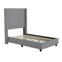 Alamont Home - Quinn Twin Size Upholstered Platform Bed with Channel Stitched Headboard - Gray