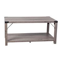 Alamont Home - 2-Tier Coffee Table with Metal Side Braces and Corner Caps - Gray Wash