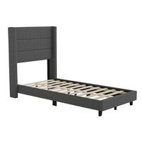 Alamont Home - Hollis Twin Size Upholstered Platform Bed with Wingback Headboard - Charcoal