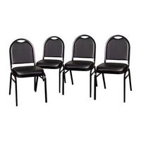 Alamont Home - Commercial Dome Back Stacking Banquet Chairs with Metal Frames (set of 4) - Black ...