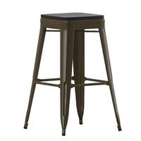 Alamont Home - Cierra Industrial Resin Backless Bar Stool (Set of 4) - Gun Metal/Black