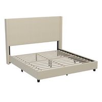 Alamont Home - Quinn King Size Upholstered Platform Bed with Channel Stitched Headboard - Beige