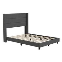 Flash Furniture - Hollis Full Size Upholstered Platform Bed with Wingback Headboard - Charcoal