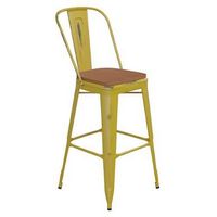 Alamont Home - Carly All-Weather Bar Height Stool with Poly Resin Seat - Yellow/Teak