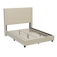 Alamont Home - Quinn Queen Size Upholstered Platform Bed with Channel Stitched Headboard - Beige