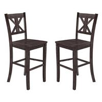 Alamont Home - Gwendolyn Rustic Wood Bar Height Stool (Set of 2) - Gray Wash Walnut