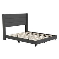 Flash Furniture - Hollis Queen Size Upholstered Platform Bed with Wingback Headboard - Charcoal