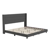 Flash Furniture - Hollis King Size Upholstered Platform Bed with Wingback Headboard - Charcoal