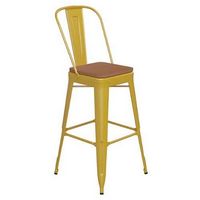 Alamont Home - Kai All-Weather Commercial Bar Stool with Removable Back/Poly Seat - Yellow/Teak