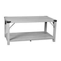 Alamont Home - 2-Tier Coffee Table with Metal Side Braces and Corner Caps - Aspen Gray