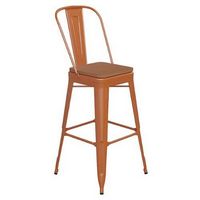 Alamont Home - Kai All-Weather Commercial Bar Stool with Removable Back/Poly Seat - Orange/Teak