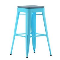 Alamont Home - Cierra Industrial Resin Backless Bar Stool (Set of 4) - Teal/Teal-Blue