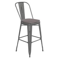 Alamont Home - Carly All-Weather Bar Height Stool with Poly Resin Seat - Silver/Gray - Silver Gra...