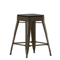 Alamont Home - Cierra Industrial Resin Backless Counter Stool (Set of 4) - Gun Metal/Black