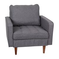 Alamont Home - Compact Upholstered Tufted Chair with Wooden Legs - Dark Gray