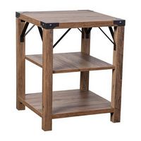 Flash Furniture - 3-Tier Side Table with Metal Side Braces and Corner Caps - Rustic Oak