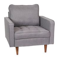 Alamont Home - Compact Upholstered Tufted Chair with Wooden Legs - Slate Gray